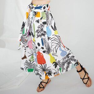 WHiT Kimani A-Line, Tie Linen Skirt, Multi-Colored, Size 2